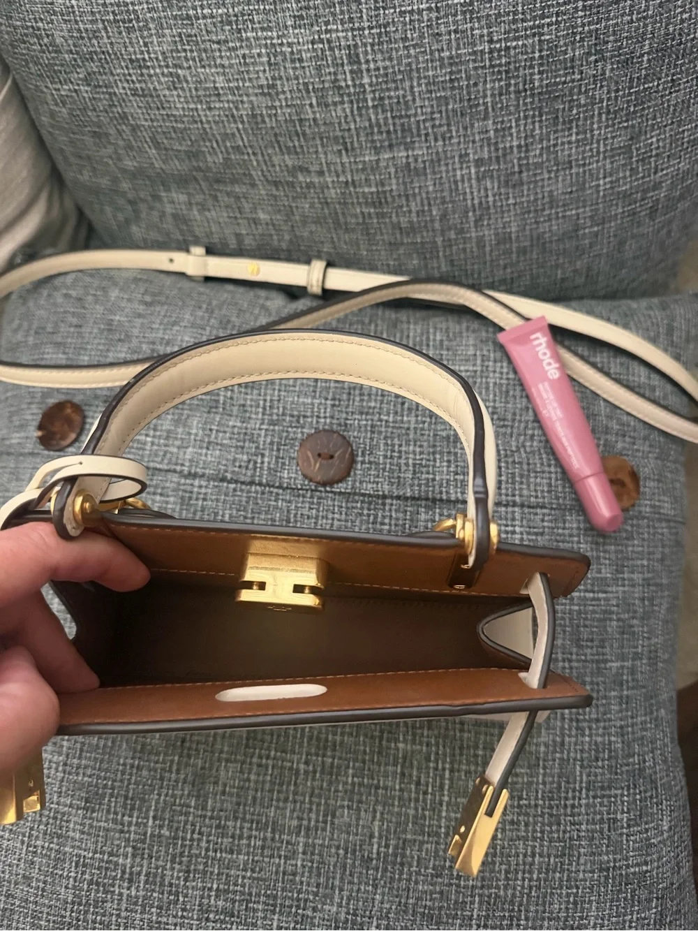 Tory Burch Leather Lee Radziwill Petite Leather Top-Handle Crossbody Bag